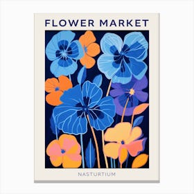 Blue Flower Market Poster Nasturtium 4 Canvas Print