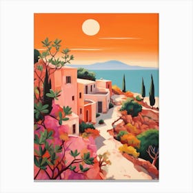 Greece Sunset by the Sea. Retro Landscape. Travel  Canvas Print