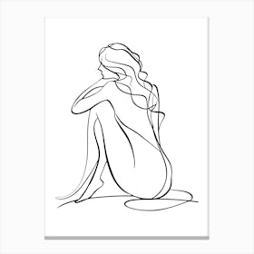 Continuous Line Drawing Of A Woman Minimalist Line Art Monoline Illustration Canvas Print