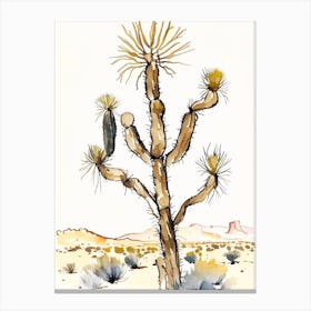 Joshua Trees In Mojave Desert Minimilist Watercolour  (4) Canvas Print