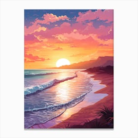 Four Mile Beach Australia At Sunset, Vibrant Painting 4 Canvas Print