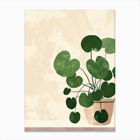 Pilea Plant Minimalist Illustration 2 Canvas Print
