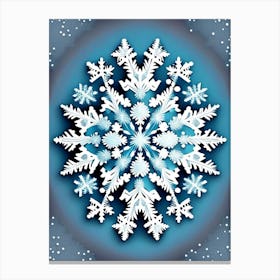 Winter Snowflake Pattern, Snowflakes, Retro Drawing 2 Canvas Print