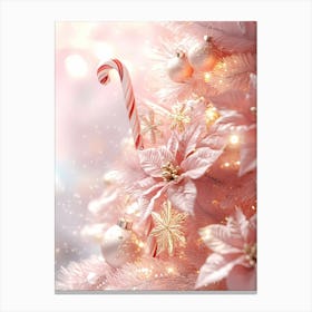 Pink Christmas Tree With Candy Canes Canvas Print