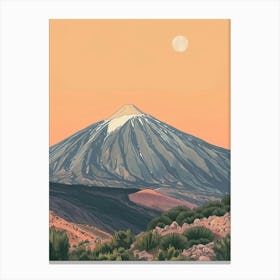 Mount Teide Spain Color Line Drawing (1) Canvas Print