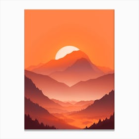 Misty Mountains Vertical Composition In Orange Tone 283 Canvas Print