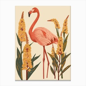 Andean Flamingo And Croton Plants Minimalist Illustration 1 Canvas Print