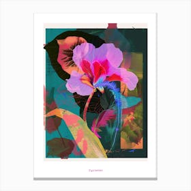 Cyclamen 3 Neon Flower Collage Poster Canvas Print