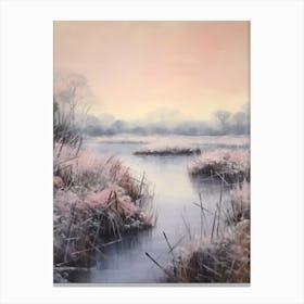 Dreamy Winter Painting The Broads England 4 Canvas Print