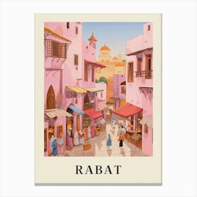 Rabat Morocco 4 Vintage Pink Travel Illustration Poster Canvas Print