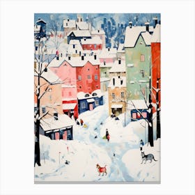 Cat In The Streets Of Harbin   China With Snow 2 Canvas Print
