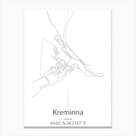 Kreminna,Ukraine Minimalist Map Canvas Print