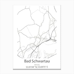 Bad Schwartau,Germany Minimalist Map Canvas Print