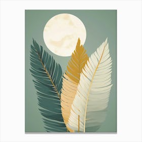 Palm Leaves And Moon Canvas Print