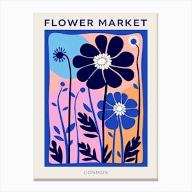 Blue Flower Market Poster Cosmos 3 Canvas Print