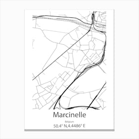 Marcinelle,Belgium Minimalist Map Canvas Print