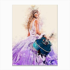 Taylor Swift Watercolor Painting Canvas Print