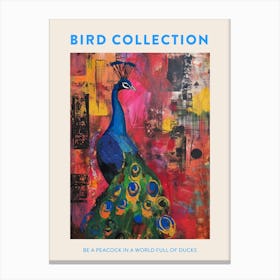 Colourful Brushstroke Peacock 4 Poster Canvas Print