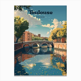 Toulouse France Garonne River Travel Illustration Canvas Print