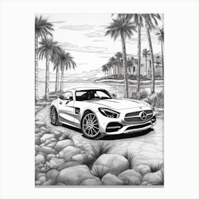 Mercedes Benz Amg Gt Tropical Drawing 2 Canvas Print