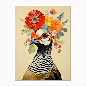 Bird With A Flower Crown Pheasant 7 Canvas Print