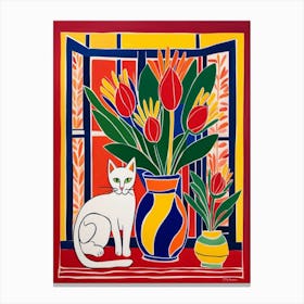 Cat In A Vase Style Henri Matisse Canvas Print