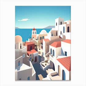 Santorini, Greece, Flat Illustration 2 Canvas Print