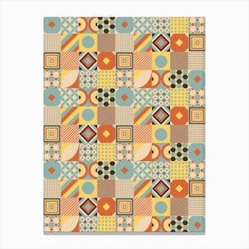 Patchwork Pattern - Bauhaus Azulejo geometric pattern, mosaic #6 Canvas Print