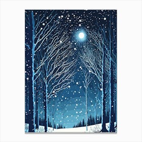 Winter Night In The Woods Canvas Print