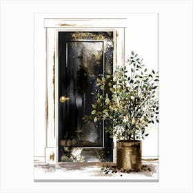 Black And Gold Door 1 Canvas Print