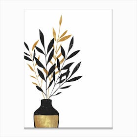 Gold Leaves In A Vase 2 Canvas Print