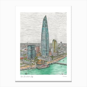 Ho Chi Minh City Vietnam Drawing Pencil Style 2 Travel Poster Canvas Print