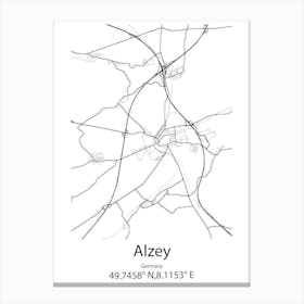 Alzey,Germany Minimalist Map Canvas Print