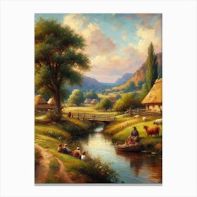 Rural Landscape Oil Painting Canvas Print