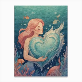 Mermaid With Heart Canvas Print