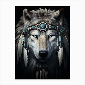 Arctic Wolf Native American 2 Canvas Print