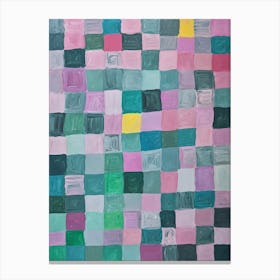 Squares pixels turquoise pink lilac green Canvas Print