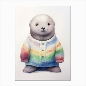 Baby Animal Watercolour Seal 1 Canvas Print
