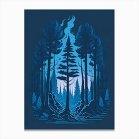 A Fantasy Forest At Night In Blue Theme 10 Canvas Print