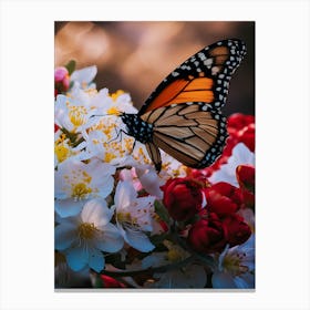 Monarch Butterfly On Flowers Canvas Print