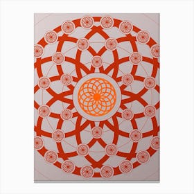 Geometric Glyph Circle Array in Tomato Red n.0065 Canvas Print