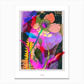 Poppy 2 Neon Flower Collage Poster Canvas Print