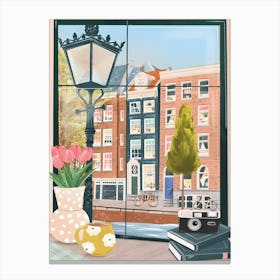 Amsterdam From A Coffee Shop Canvas Print