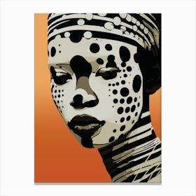 Monochrome Tribal Woman Portrait Art Canvas Print