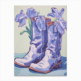 A Painting Of Cowboy Boots With Lilac Flowers, Fauvist Style, Still Life 3 Canvas Print