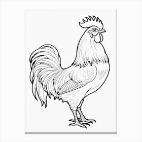 Rooster Chicken Coloring Page Bird Wildlife Animal Drawing Canvas Print