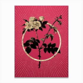 Gold White Rose Glitter Ring Botanical Art on Viva Magenta n.0183 Canvas Print