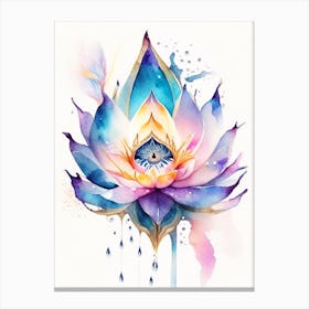 Lotus Flower, Symbol, Third Eye Watercolour 3 Canvas Print