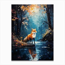 Red Fox Forest Painting 2 Canvas Print