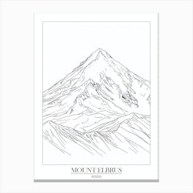 Mount Elbrus Russia Line Drawing 6 Poster Canvas Print